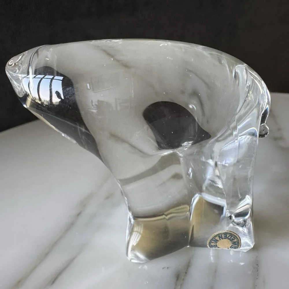 Glass Polar Bear Vintage Swedish Hand Made Glass Sculpture